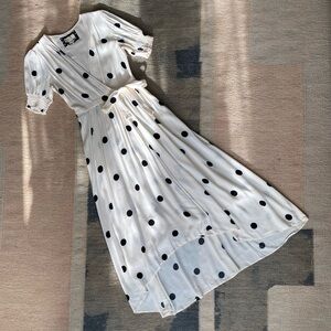 Maeve Breanna Black and White Polka Dot Wrap Maxi Dress